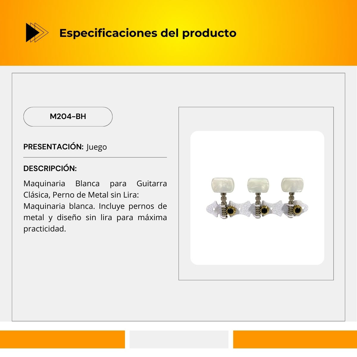 Maquinaria Blanca Para Guitarra Clásica M204-BH