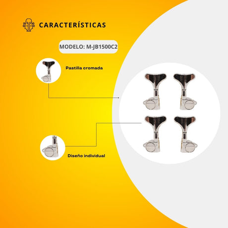 Maquinaria Cromada Para Bajo Eléctrico 2+2 Tipo Ibáñez M-JB1500C2