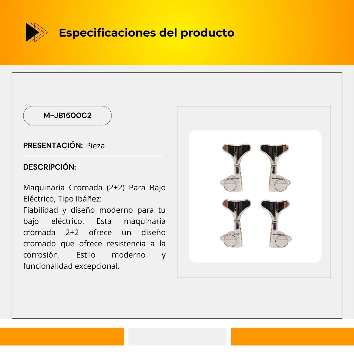 Maquinaria Cromada Para Bajo Eléctrico 2+2 Tipo Ibáñez M-JB1500C2