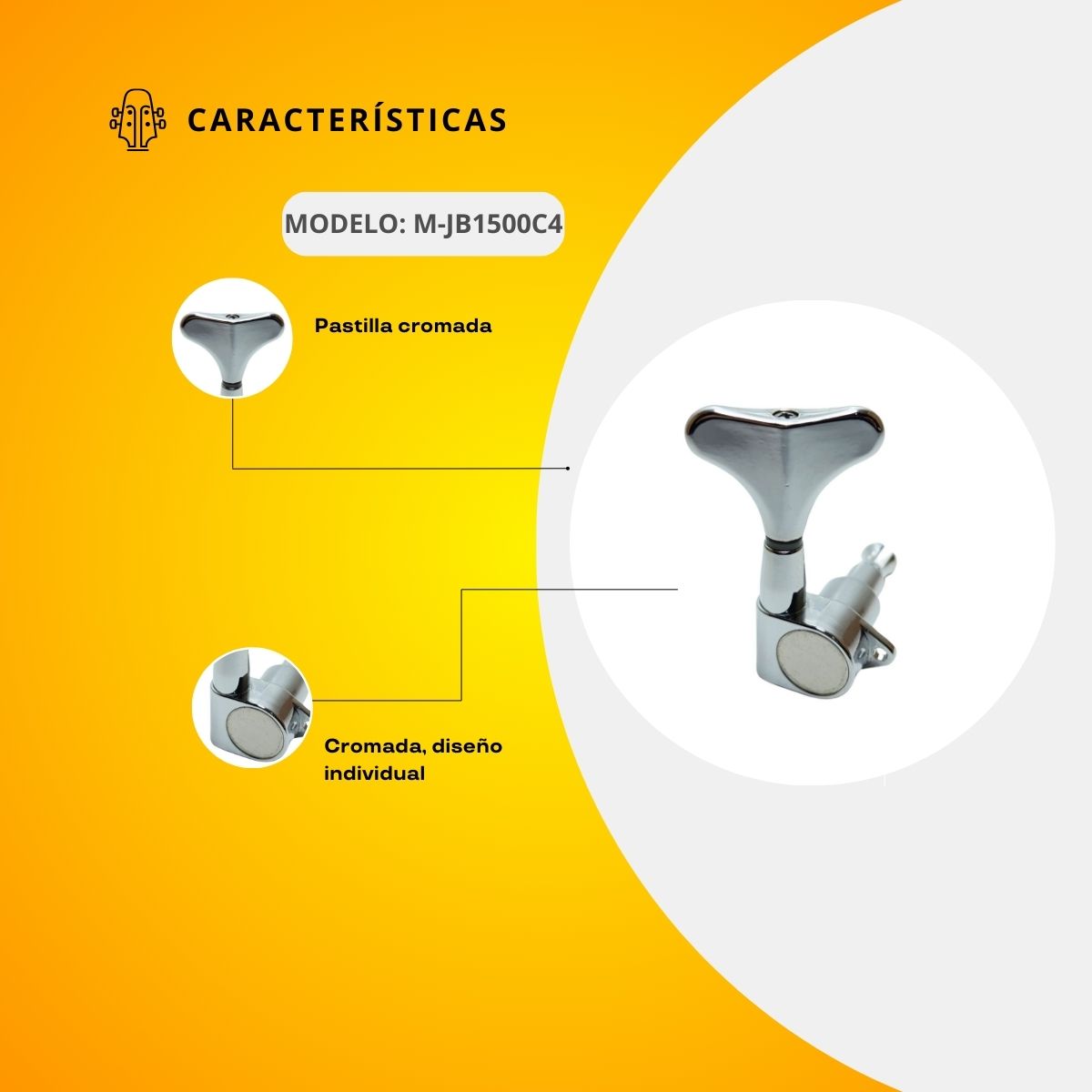 Maquinaria Cromada Para Bajo Eléctrico 4 En Linea Tipo Ibáñez M-JB1500C4