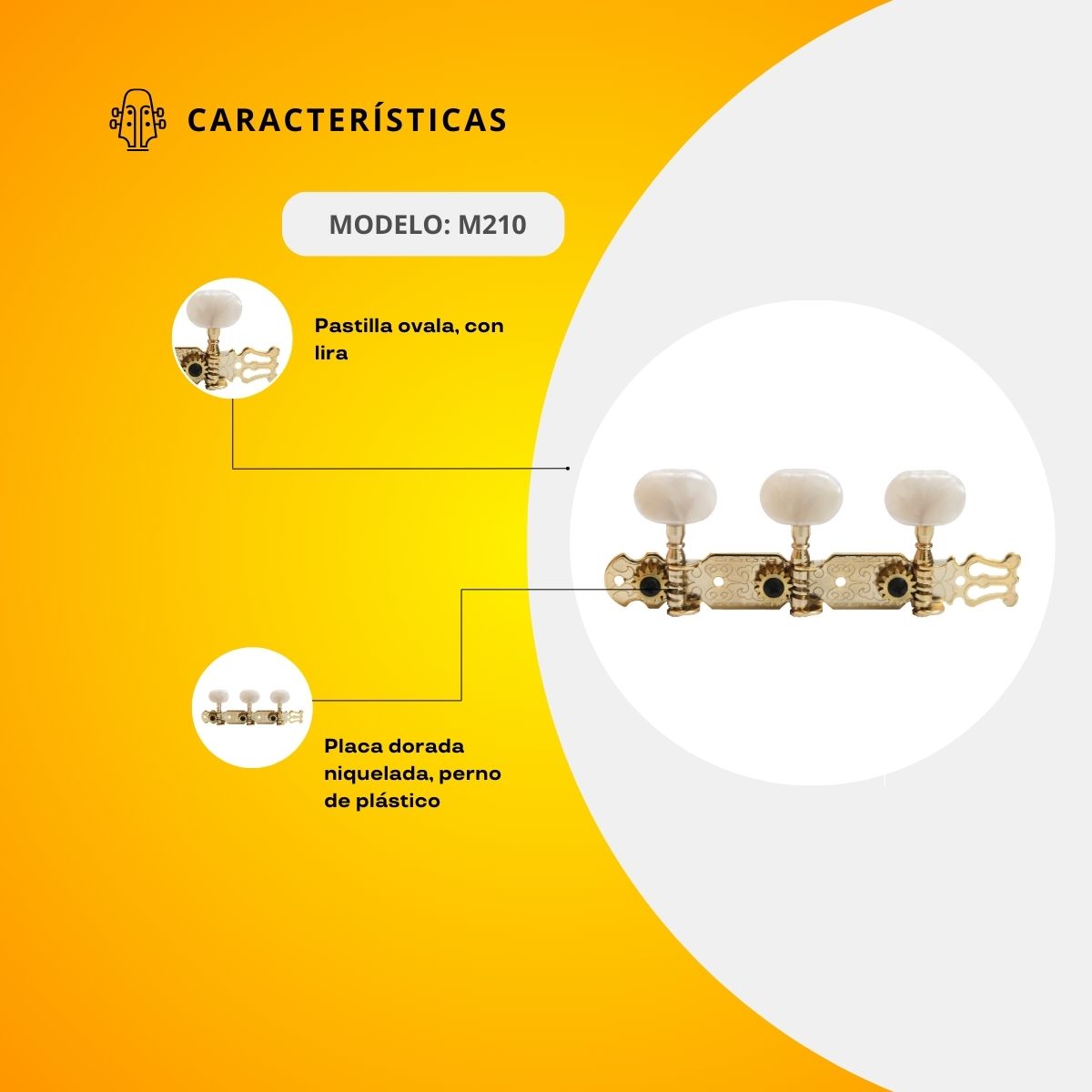 Maquinaria Dorada Para Guitarra Clásica M210