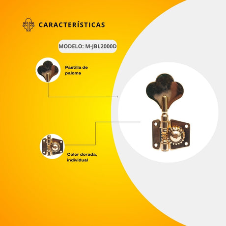 Maquinaria Dorada Para Bajo Eléctrico Pastilla De Paloma M-JBL2000D
