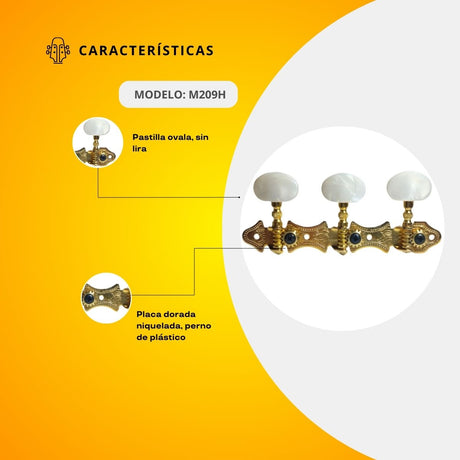 Maquinaria Niquelada Dorada Para Guitarra Clásica M209H