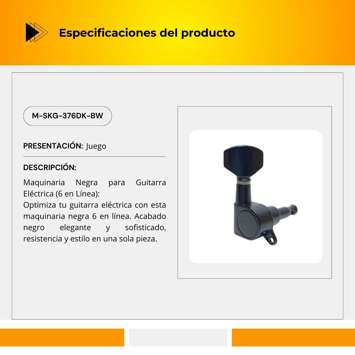 Maquinaria Para Guitarra Eléctrica 6 En Linea M-SKG-376DK-BW