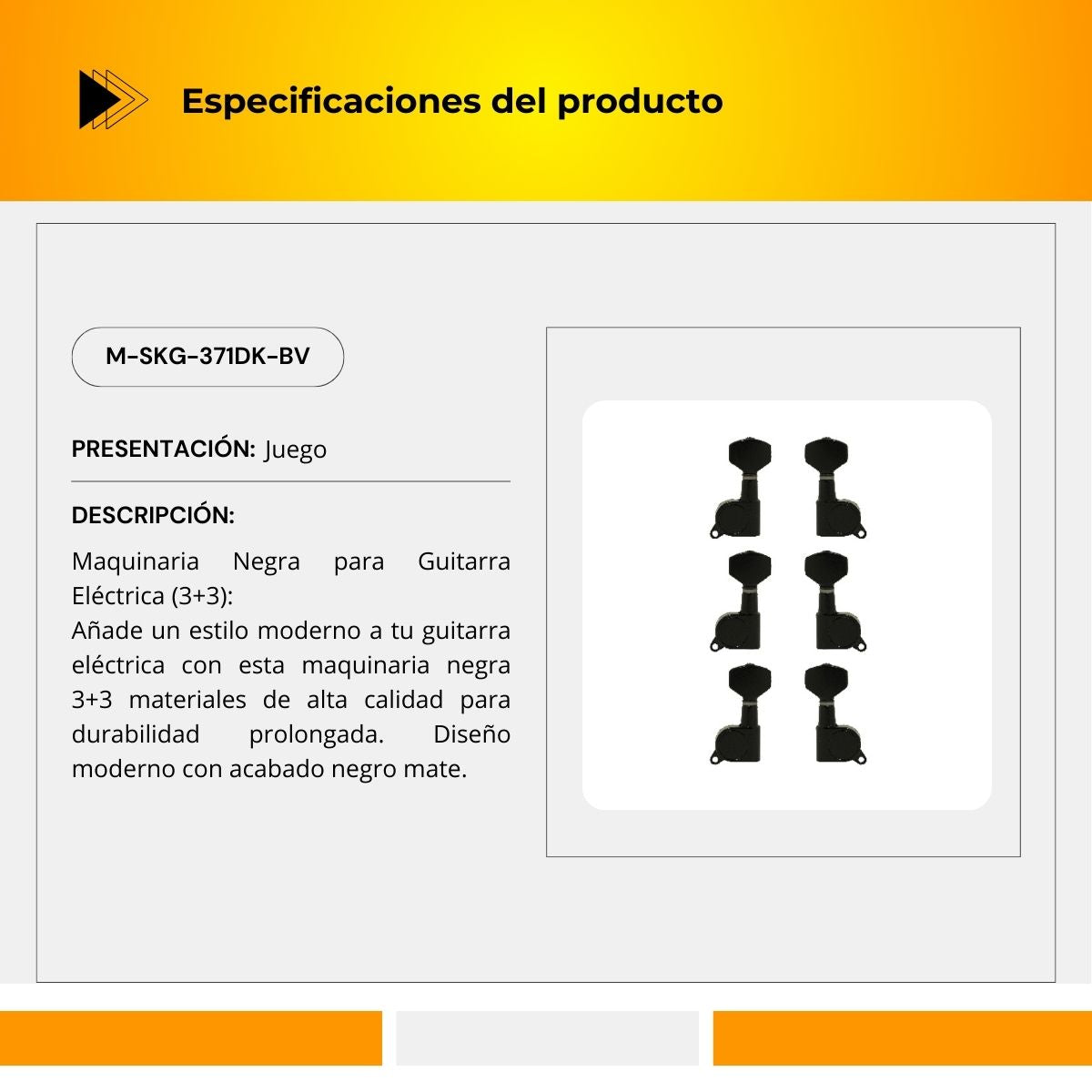Maquinaria 3+3 Para Guitarra Eléctrica M-SKG-371DK-BV