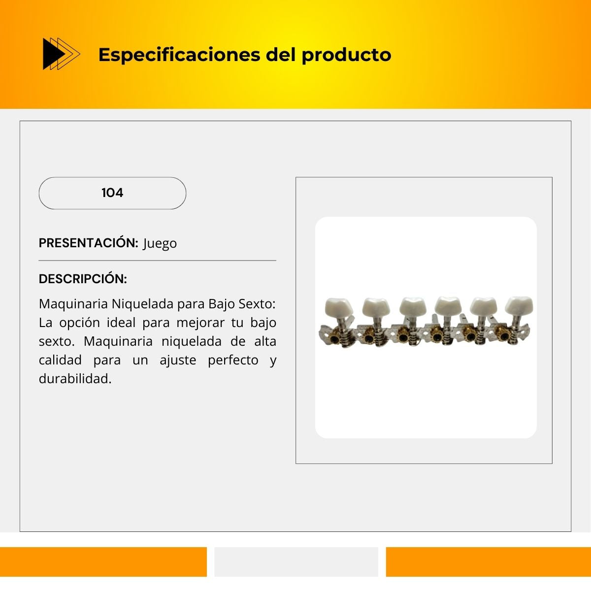 Maquinaria Niquelada Para Bajo Sexto 104