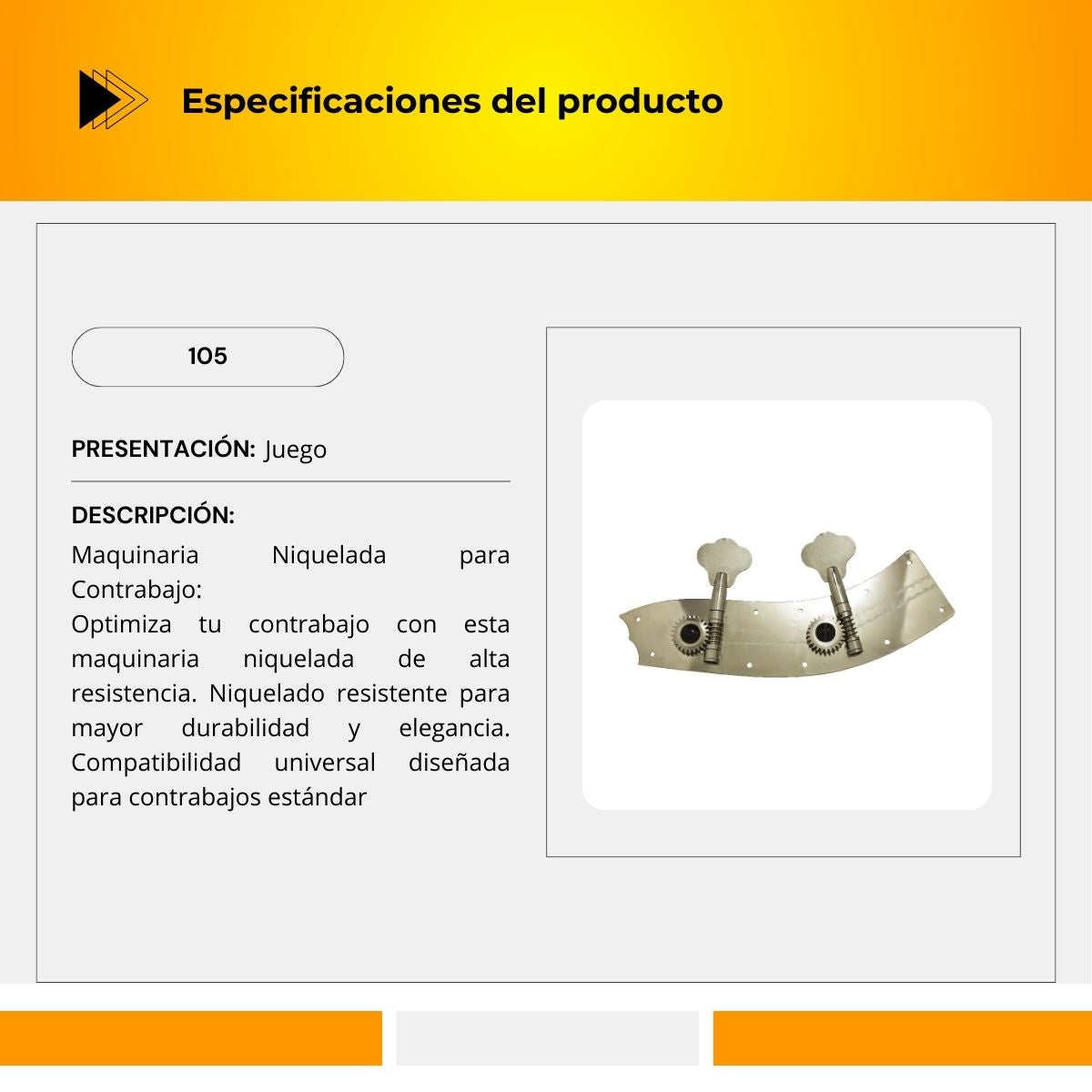 Maquinaria Niquelada Para Contrabajo 105