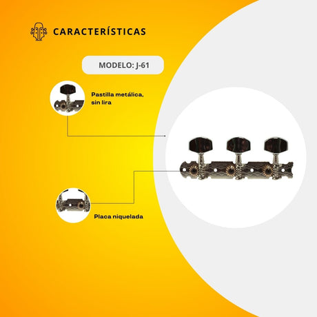 Maquinaria Niquelada Para Guitarra Clásica J-61
