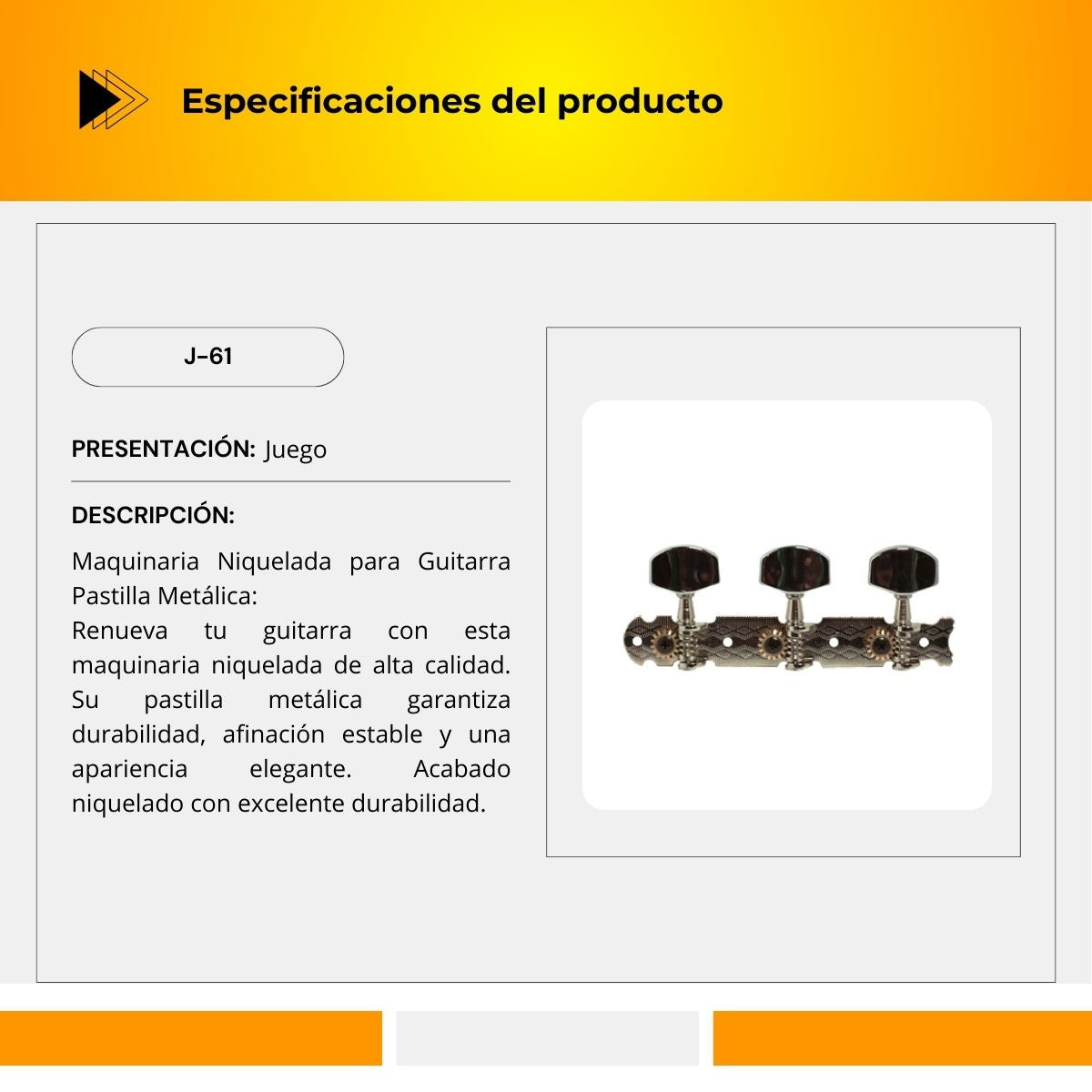 Maquinaria Niquelada Para Guitarra Clásica J-61