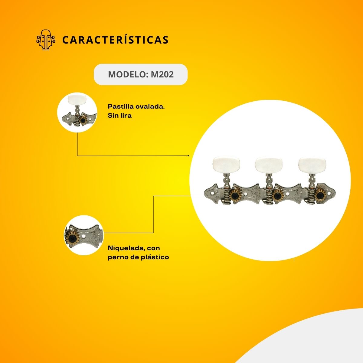 Maquinaria Niquelada Para Guitarra Clásica M202