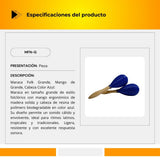 Maraca Folk Grande Mango de Madera Cabeza Color Azul MFA-G