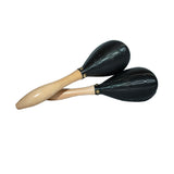 Maraca Folk Grande Mango de Madera Cabeza Color Negro MFN-G