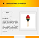 Maraca de Madera Tricolor Grande MR02