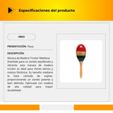 Maraca de Madera Tricolor Mediana MR01