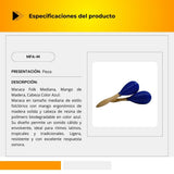 Maraca Folk Mediana Mango de Madera Cabeza color Azul MFA-M