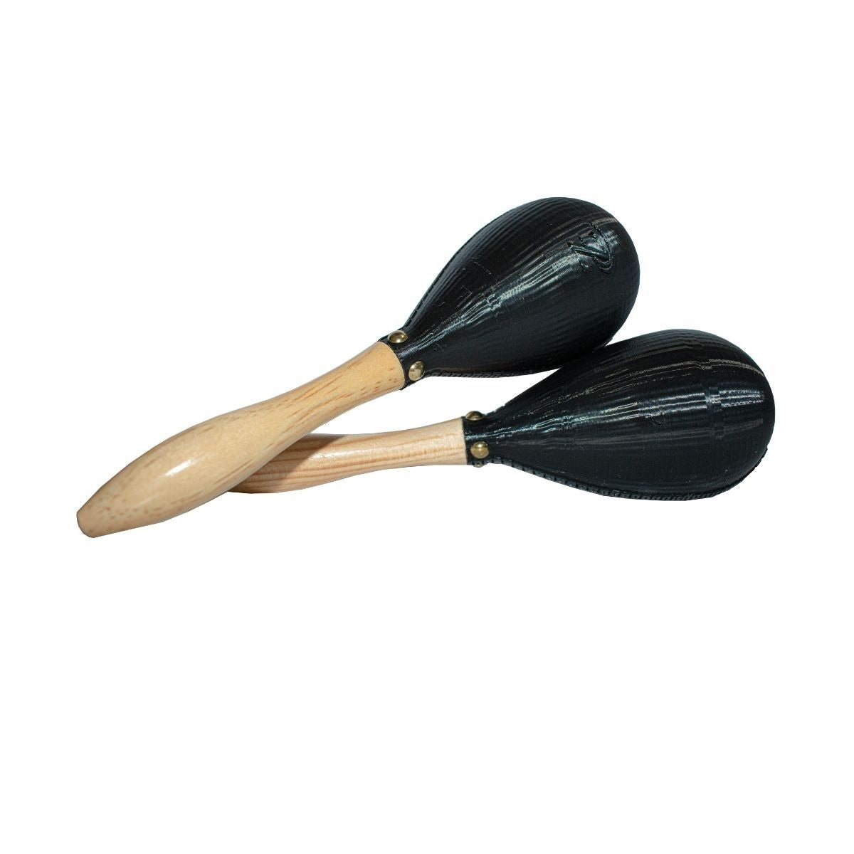 Maraca Folk Mediana Mango de Madera Cabeza color Negro MFN-M