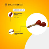 Maraca Folk Mediana Mango de Madera Cabeza color Rojo MFR-M