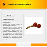 Maraca Folk Mediana Mango de Madera Cabeza color Rojo MFR-M