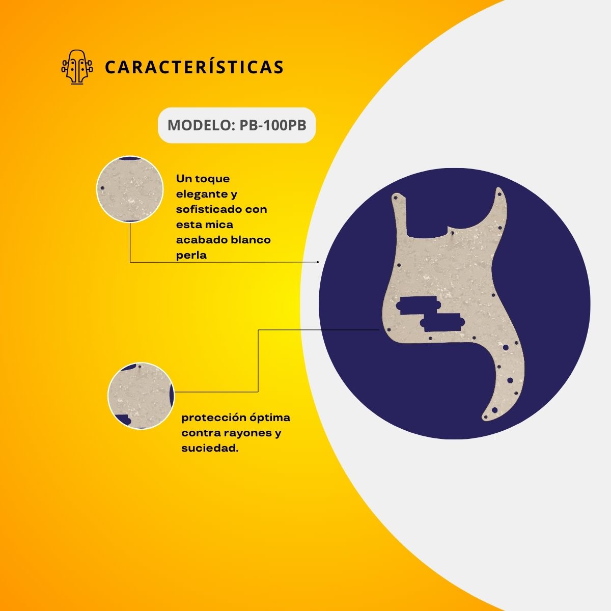 Mica Blanco Perla Para Bajo Eléctrico PB-100PB