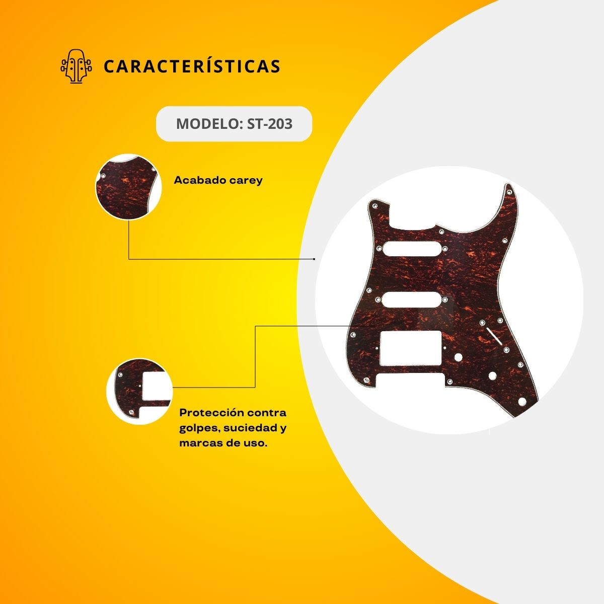 Mica Para Guitarra Eléctrica Terminado Carey ST-203