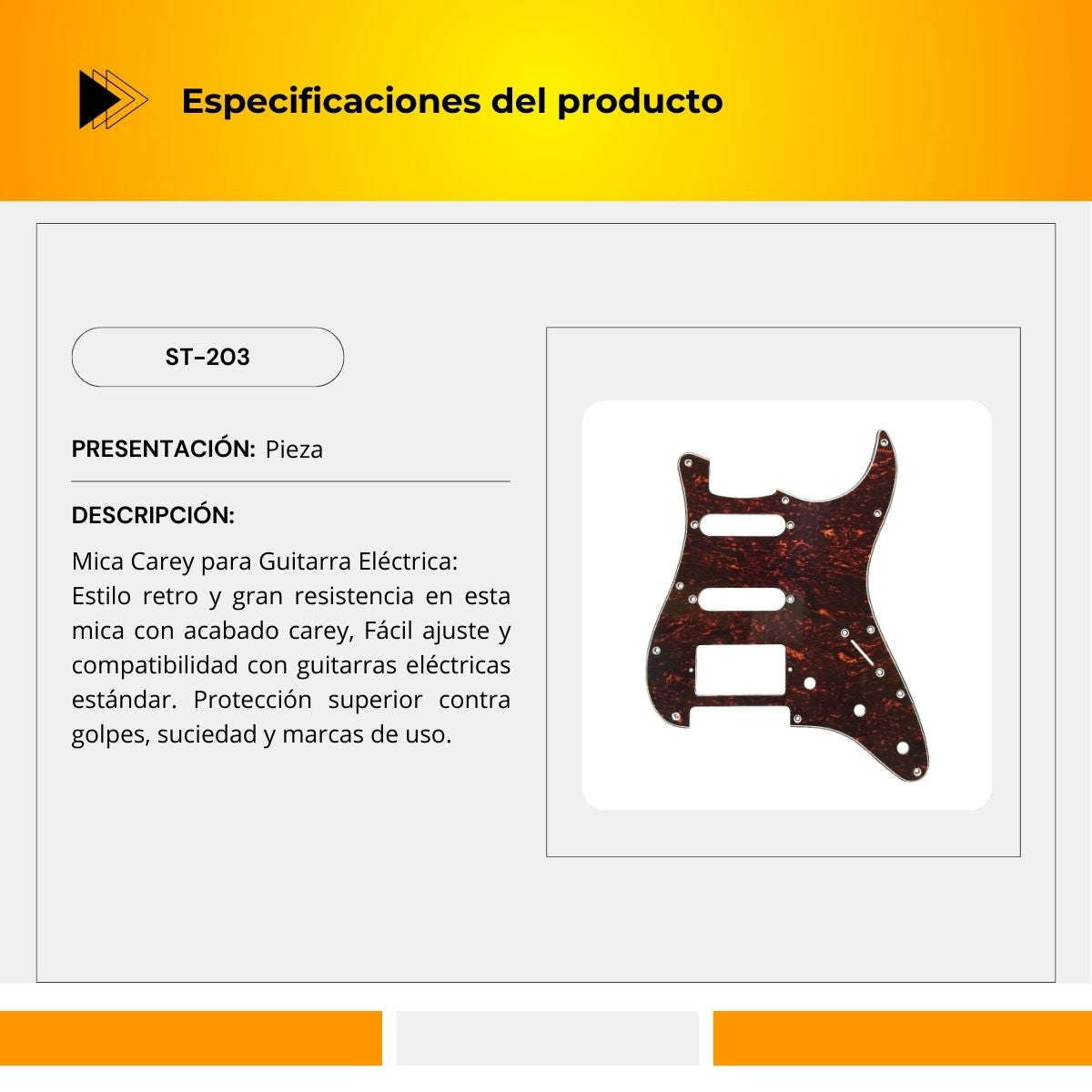 Mica Para Guitarra Eléctrica Terminado Carey ST-203