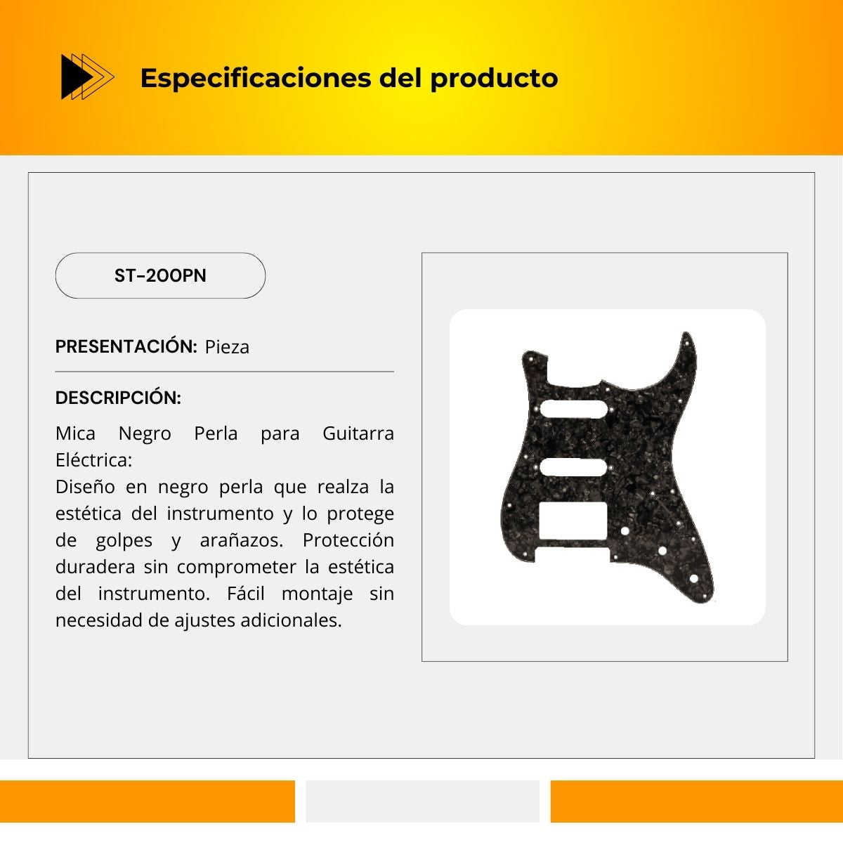 Mica Negro Perla Para Guitarra Eléctrica ST-200PN