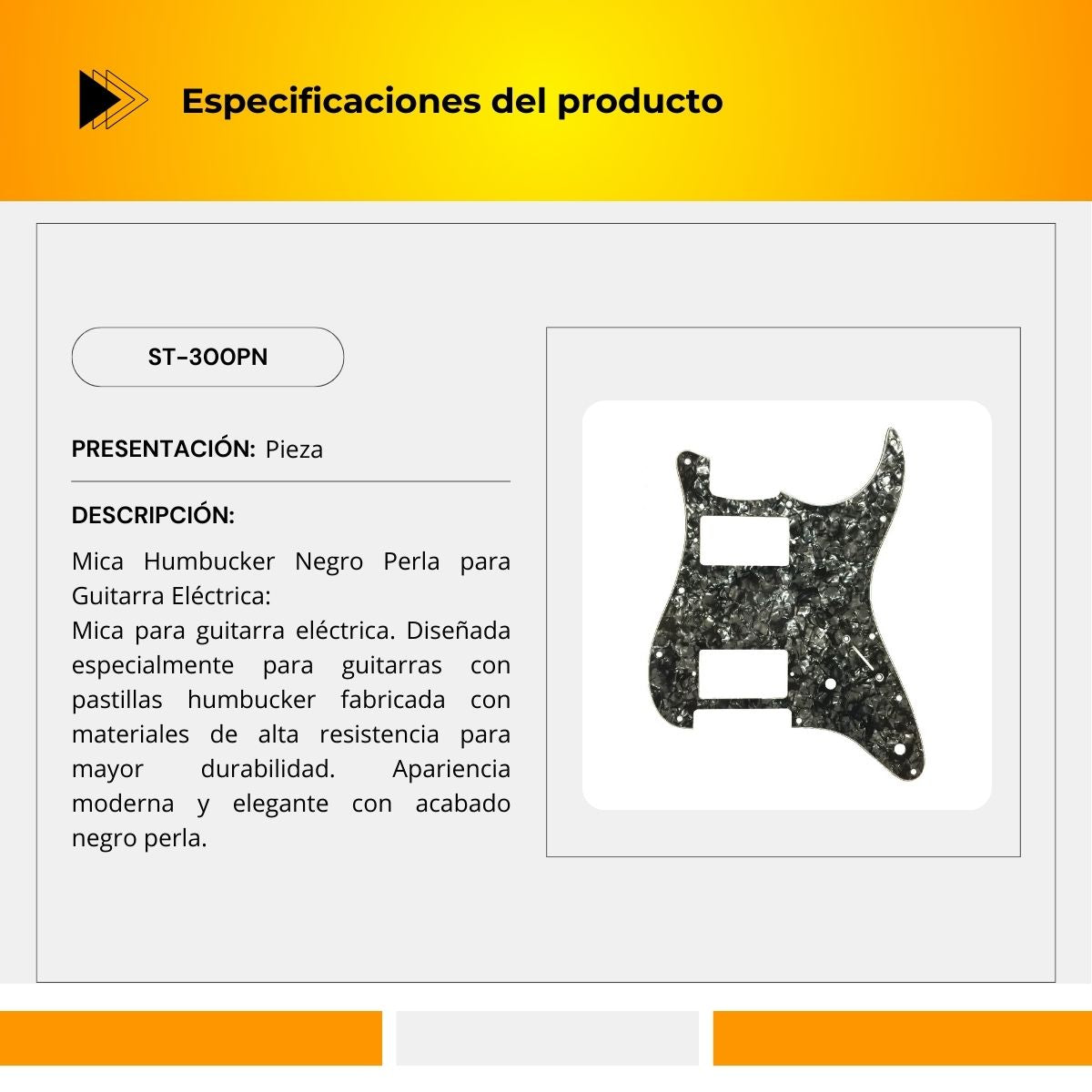 Mica Hambucker Negro Perla para Guitarra Eléctrica ST-300PN