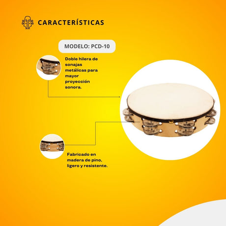 Pandero Doble Con Parche 10" PCD-10