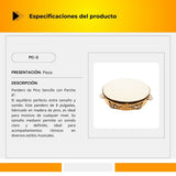 Pandero de Pino Sencillo con Parche 8" PC-3