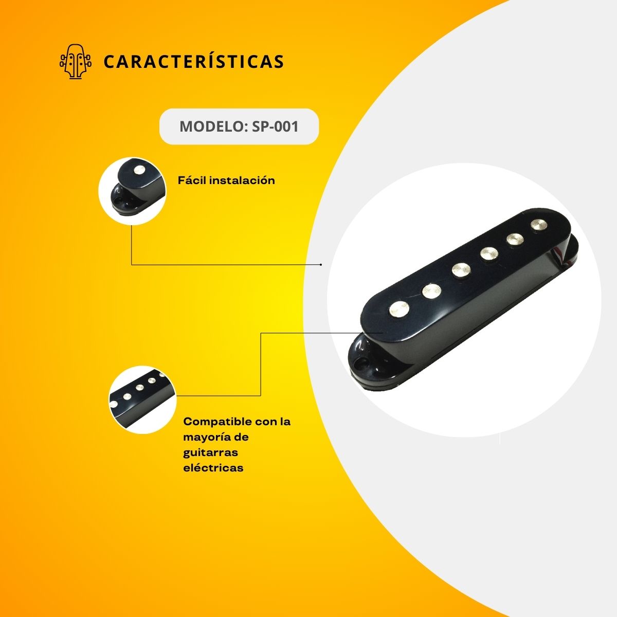 Pastilla Sencilla Para Guitarra Eléctrica SP-001