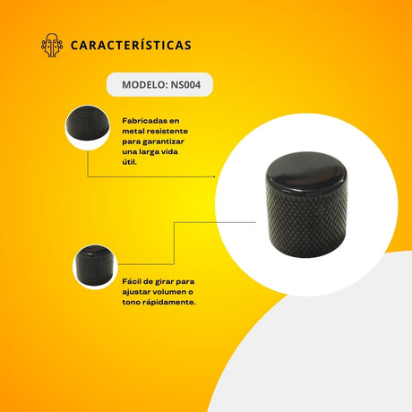 Perilla Plana Metálica Color Negro Con Tornillo NS004