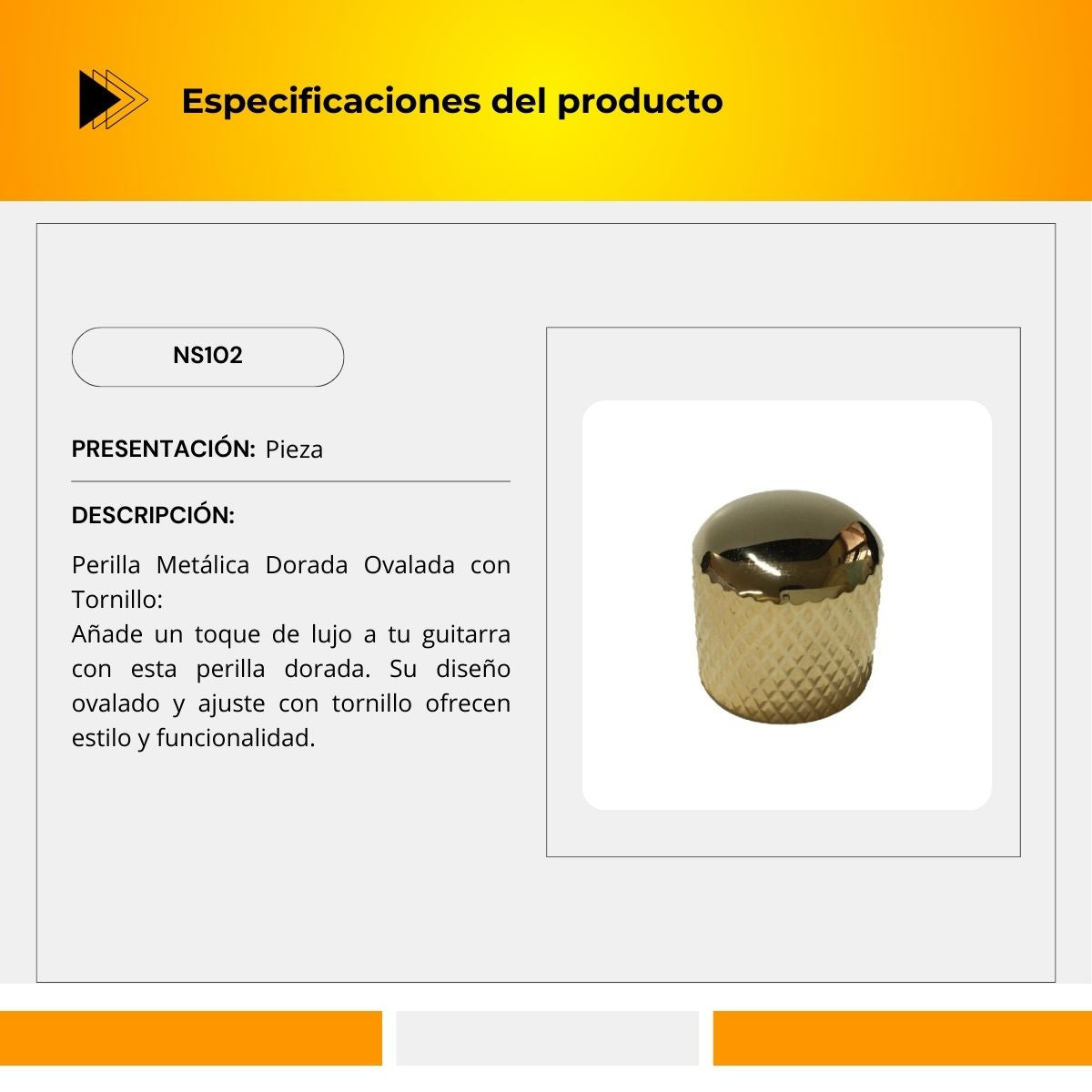 Perilla Ovalada Metálica Color Dorada Con Tornillo NS102