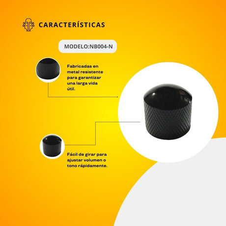 Perilla Ovalada Metálica Color Negro Sin Tornillo NB004-N