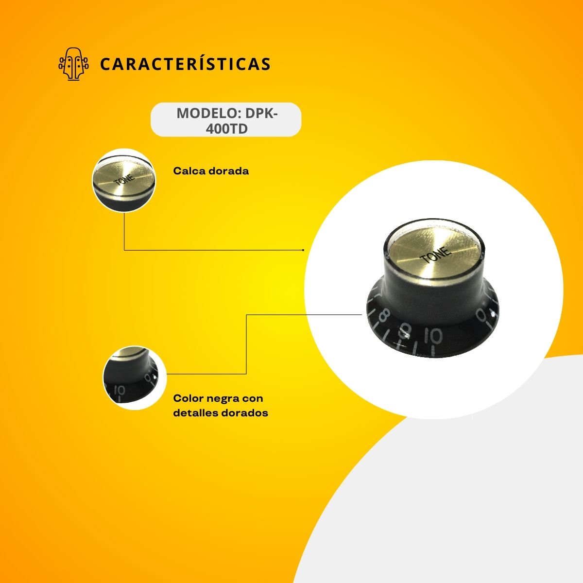 Perilla de Tono Para Guitarra Eléctrica DPK-400TD