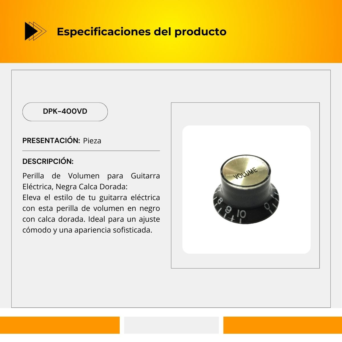 Perilla De Volumen Para Guitarra Eléctrica DPK-400VD