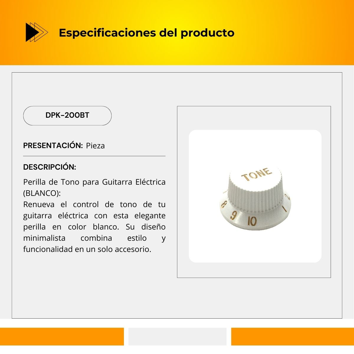 Perilla De Tono Para Guitarra Eléctrica DPK-200BT