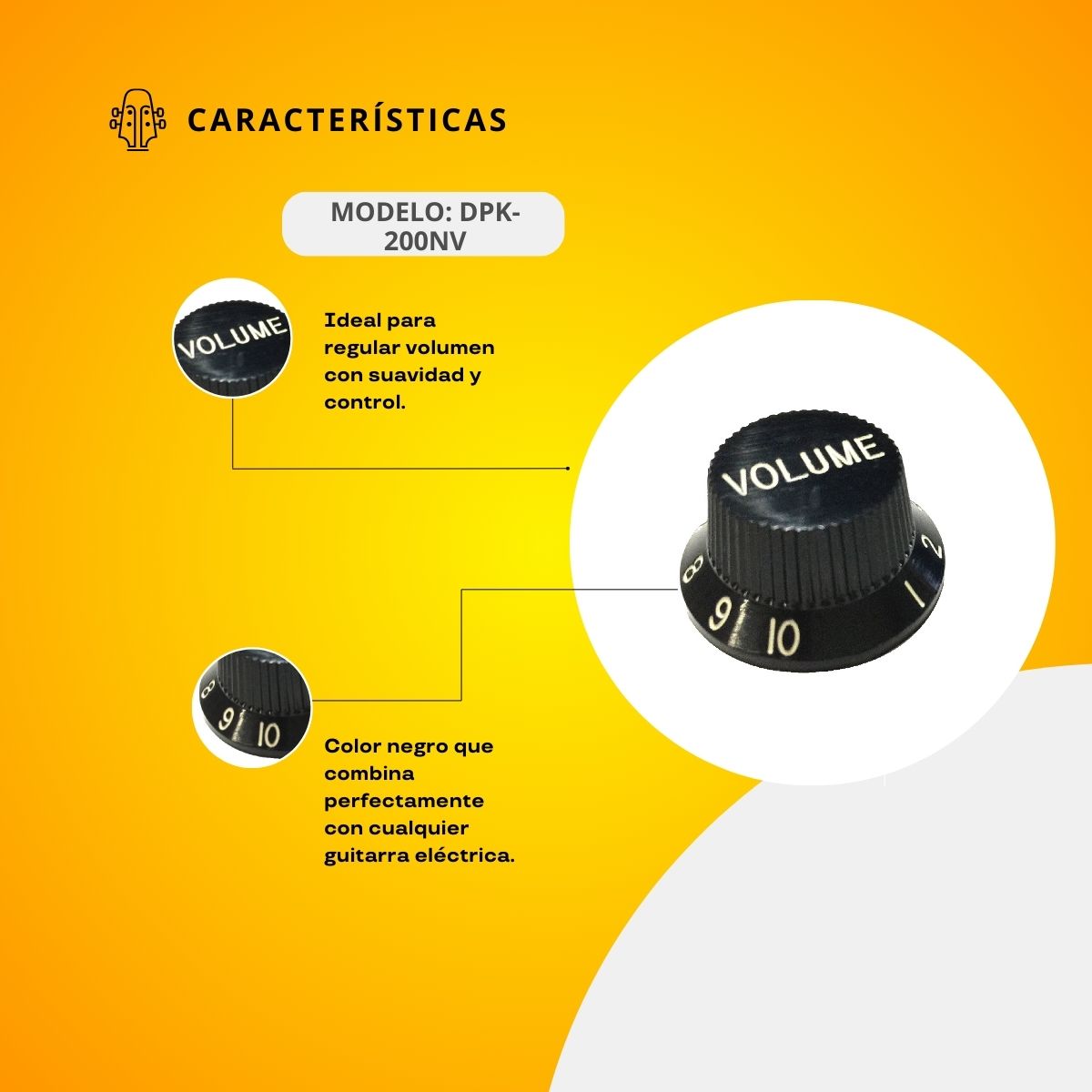 Perilla De Volumen Para Guitarra Eléctrica DPK-200NV