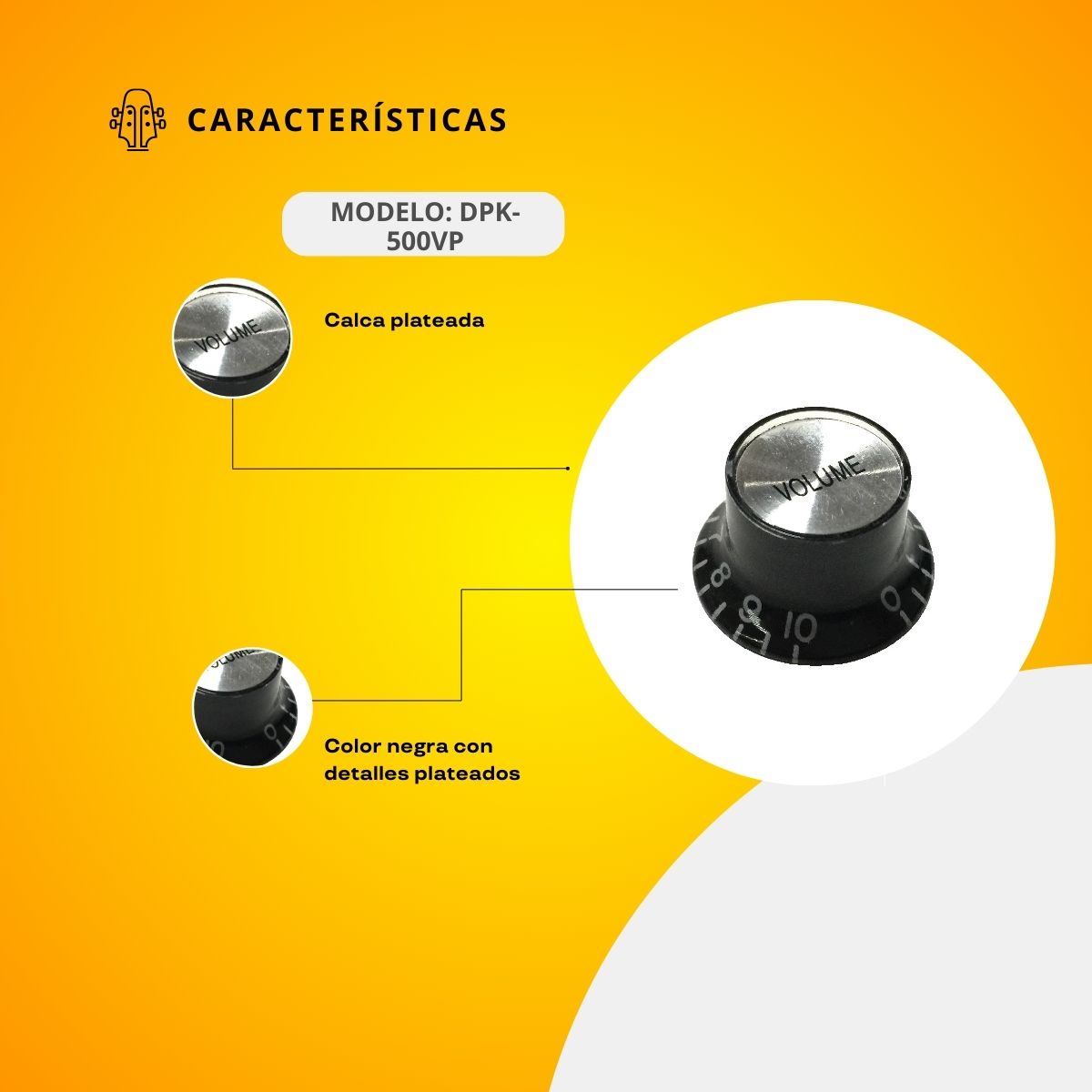 Perilla De Volumen Para Guitarra Eléctrica DPK-500VP