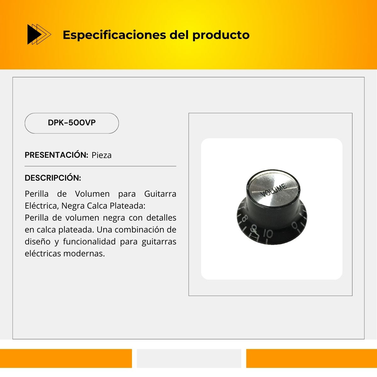 Perilla De Volumen Para Guitarra Eléctrica DPK-500VP