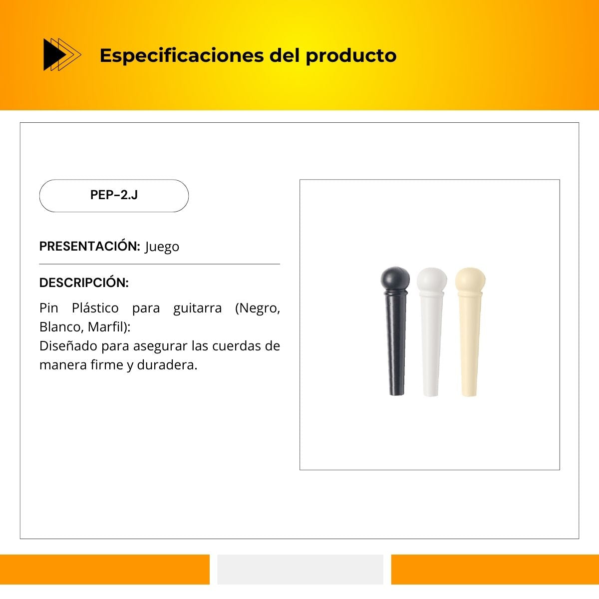 Pin De Plástico Para Guitarra PEP-2.J