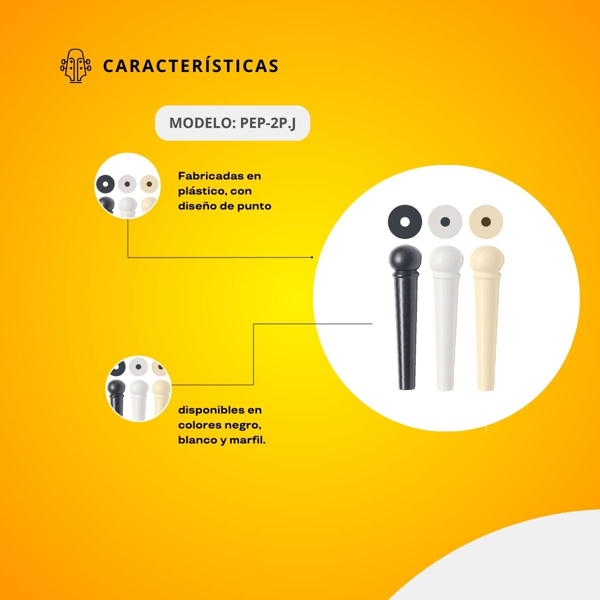 Pin De Plástico Para Guitarra PEP-2P.J