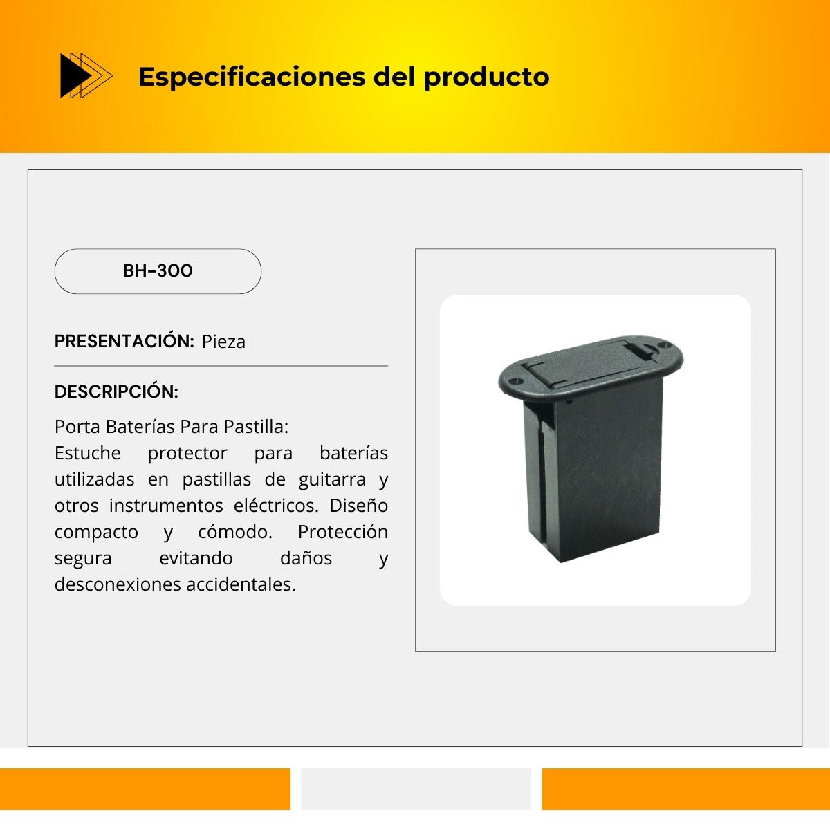 Porta Baterías Para Pastilla BH-300