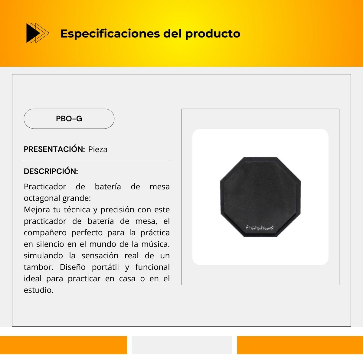 Practicador De Batería De Mesa Octagonal Grande PBO-G