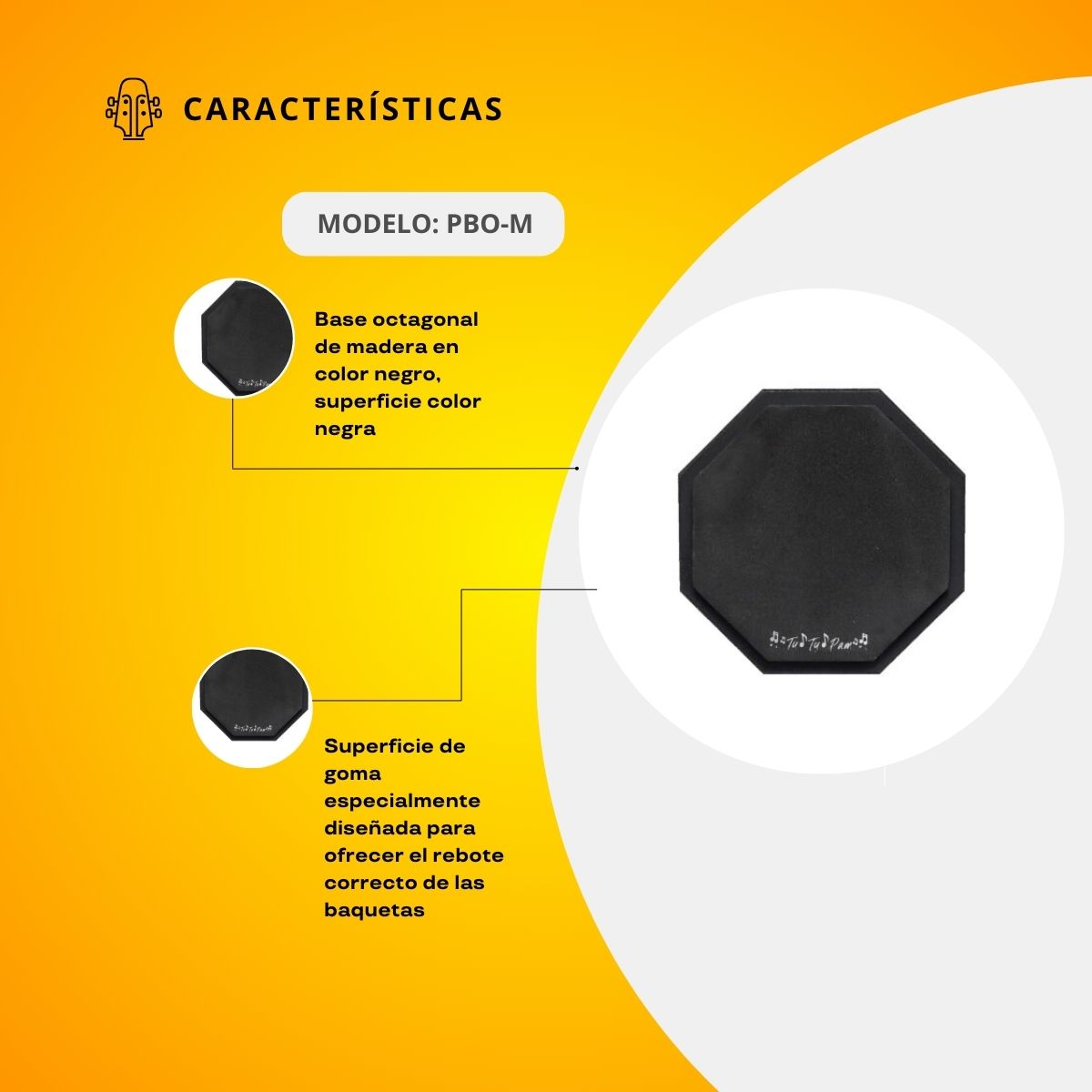 Practicador De Batería De Mesa Octagonal Mediano PBO-M