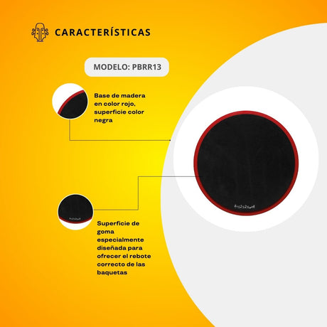 Practicador De Batería De Mesa De 13" Color Rojo PBRR13
