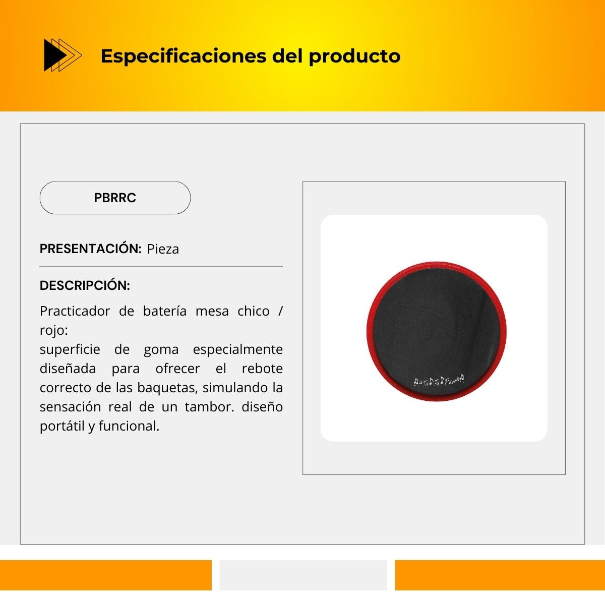 Practicador De Batería De Mesa Tamaño Chico Rojo PBRRC