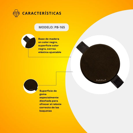 Practicador De Batería Viajero Color Negro PB-165