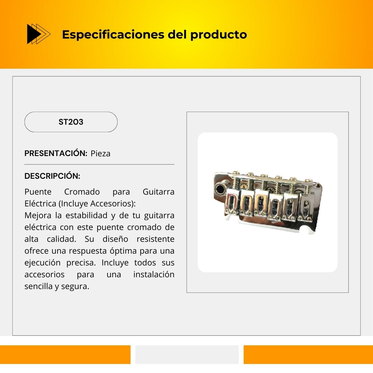 Puente Cromado Para Guitarra Eléctrica ST203