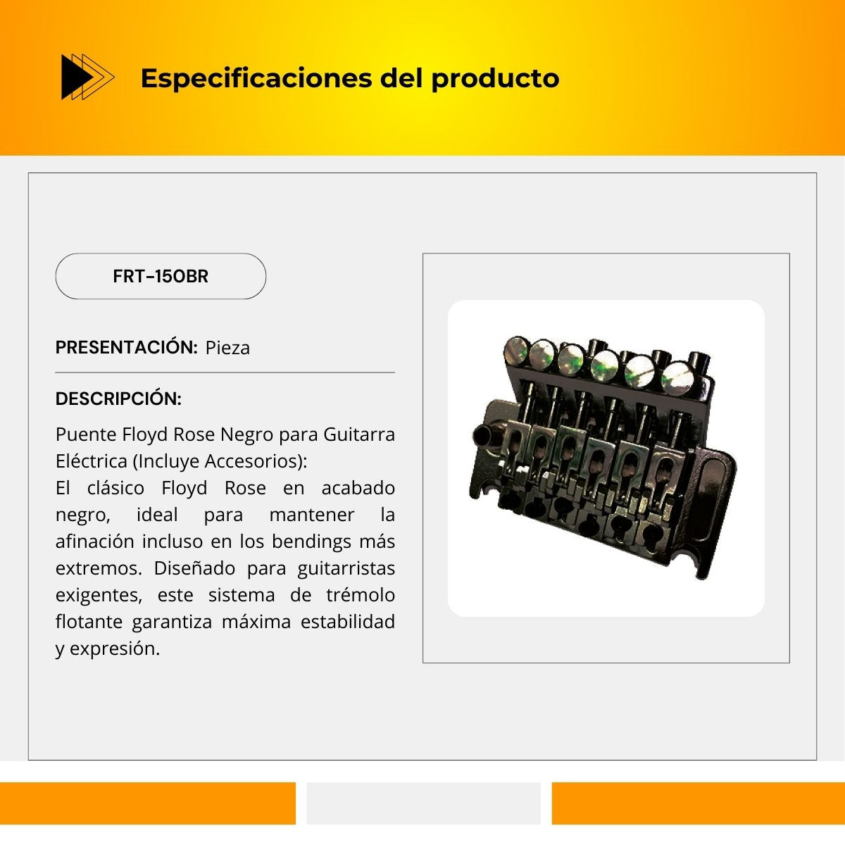 Puente Floyd Rose Cromado Para Guitarra Eléctrica FRT-150BR