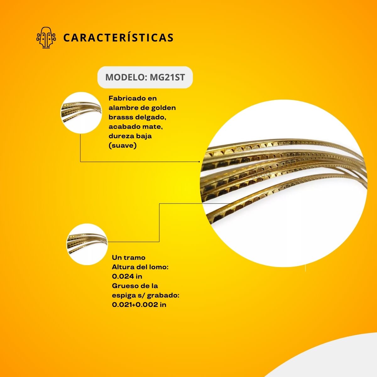 RIEL GOLDEN BRASS (mandolina ) duro UN TRAMO MG21ST